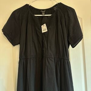 Pea in the Pod Black Maternity Linen Button-Down Dress